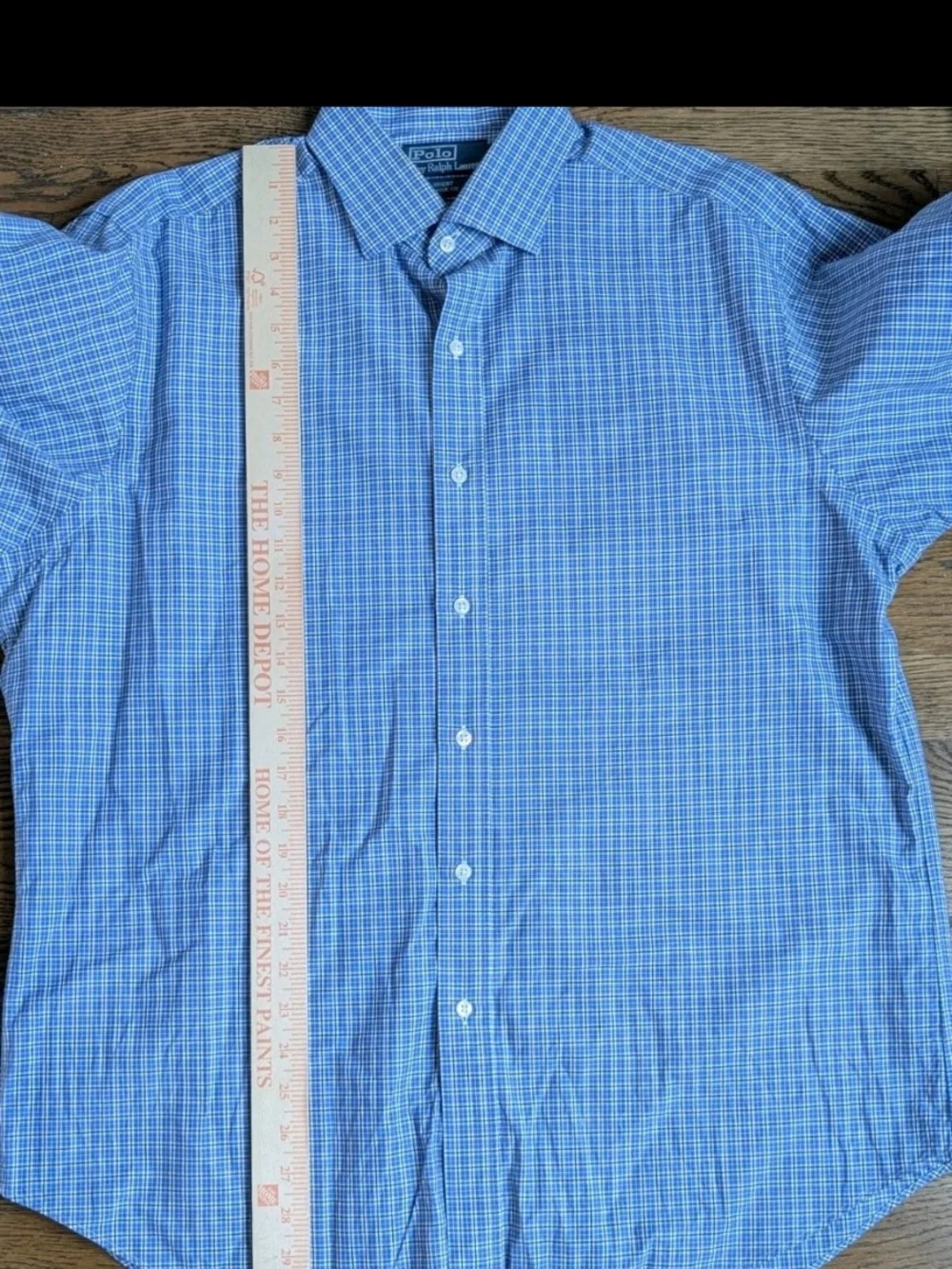 Polo Ralph Lauren Regent Shirt Mens 17 34/35 Classic Fit Blue Plaid Cotton